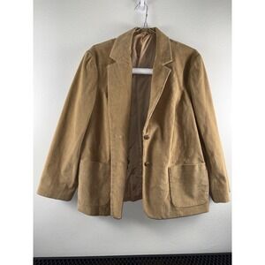 VTG The Fashion Place Size 42W- 10/12 Tan Corduroy Blazer Jacket Sears Womens